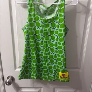 Green Bacardi Tank Top with Lime Print